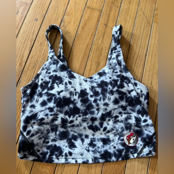 buc ees Sports Bra Tank Top Women’s Size Small Black White Tie Dye Logo - Picture 1 of 7